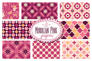 Moroccan Pink Patterns - Vector