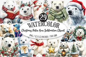 Christmas Polar Bear Sublimation, an Illustration by Designking