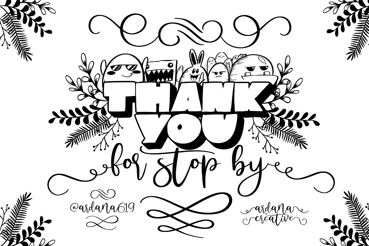 Mollusca Font Trio | Dingbats Doodle, a Script Font by Ardana Creative (Photo 15 of 15)