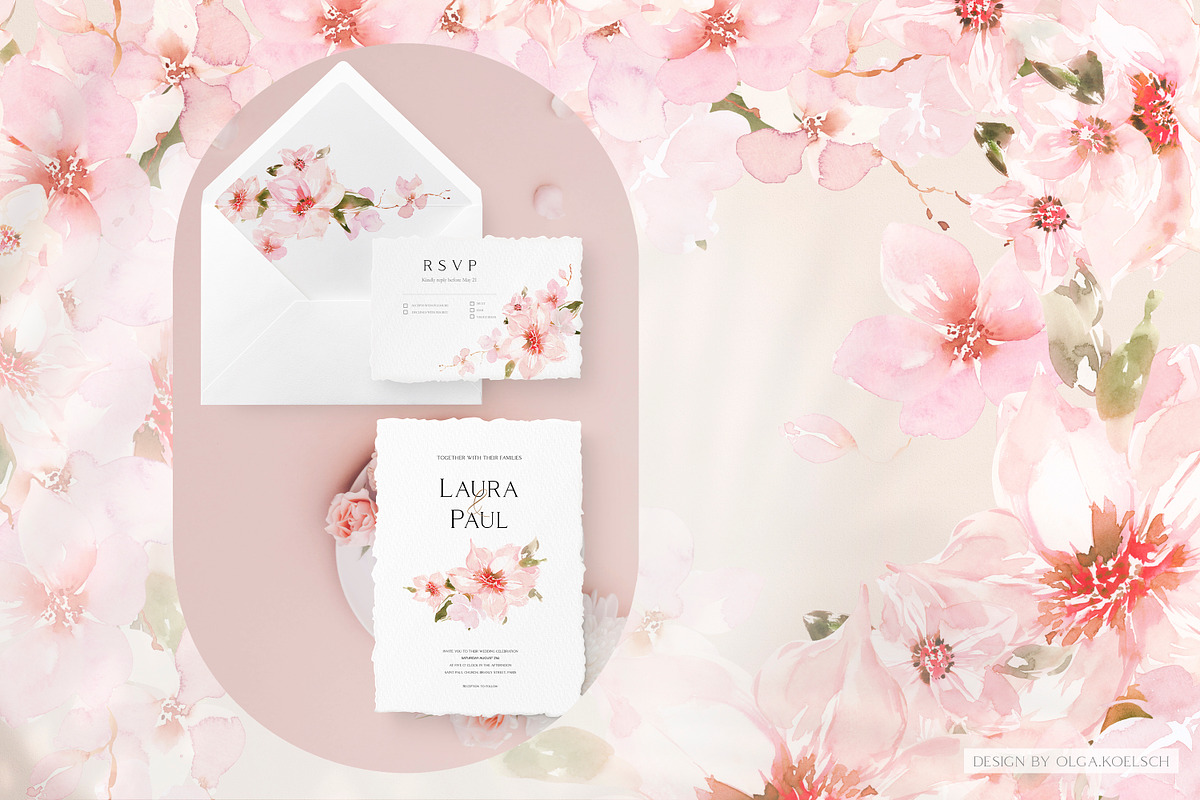 Watercolor Cherry Blossom, an Illustration by Olga Koelsch (Photo 2 of 9)