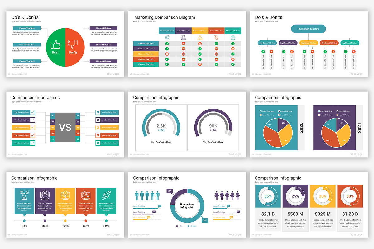 Comparison PowerPoint Infographics, a Presentation Template by SlideOne (Photo 6 of 7)