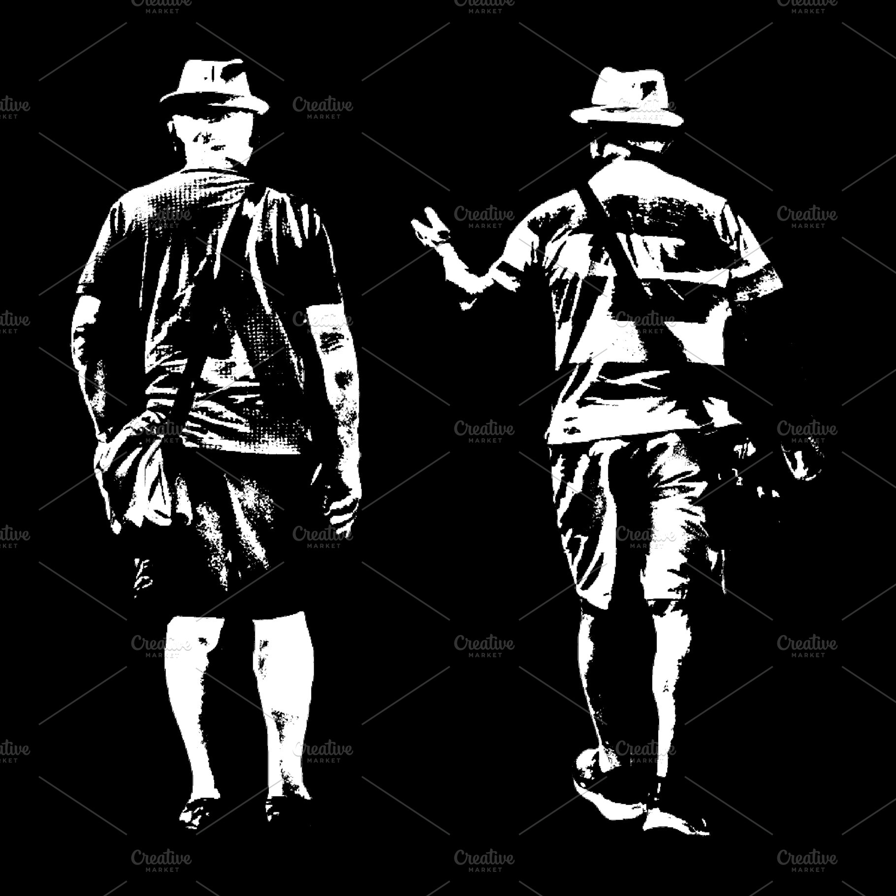 Two seniors men stencil style, a Photo by DanFLCreativo