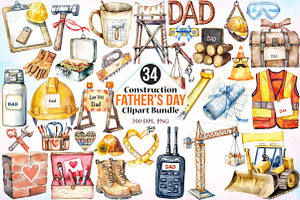 Construction Father's Day Clipart, an Illustration by Canvas Craft