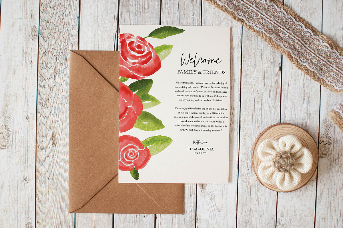 Rose Wedding Letter & Timeline Card, a Stationery Template by Beyond Muse (Photo 4 of 4)