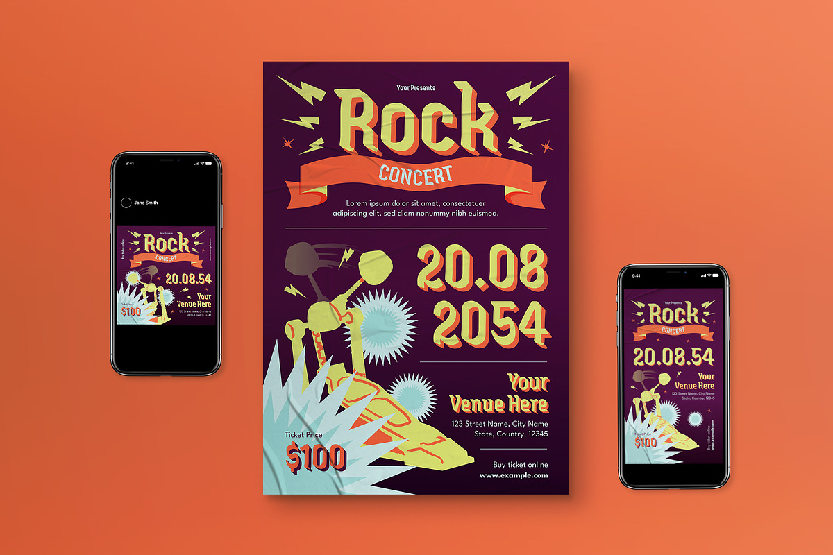 Purple Rock Concert Flyer Set, a Flyer Template by graphicook (Photo 1 of 3)