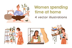 Women rest, spend time at home set, a Person Illustration by Good Studio