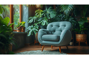 Grey armchair with indoor plants, an Architecture Photo by ZinetroN