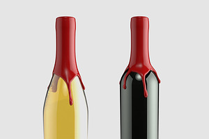 2 Wax-Dipped & Foil Top Wine Bottles