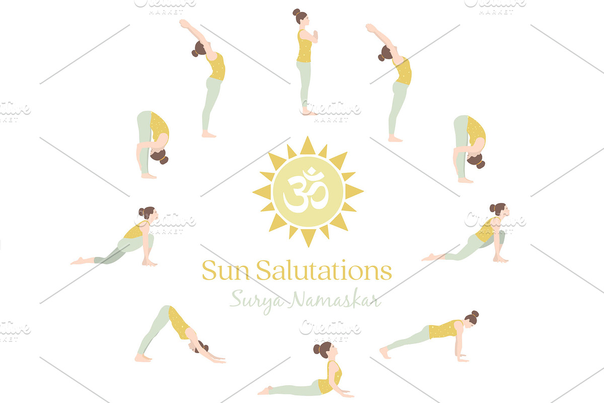Sun Salutations yoga illustrations, an Illustration by Sunnyfields (Photo 1 of 2)