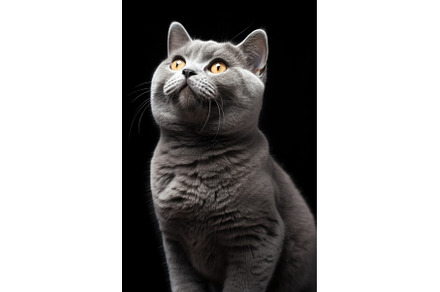 A gray cat with yellow eyes looking, an Animal Photo by tilialucida