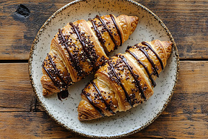 French pastry croissants with chocolate, a Food & Drink Photo by AlyaAnd