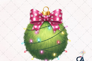 Christmas Ornament With Bow Png, an Illustration by Creative Art