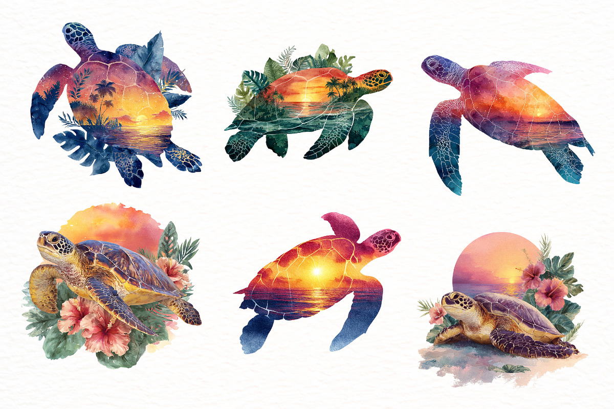 Sunset Sea Turtle Sublimation, an Illustration by Designworld (Photo 2 of 6)