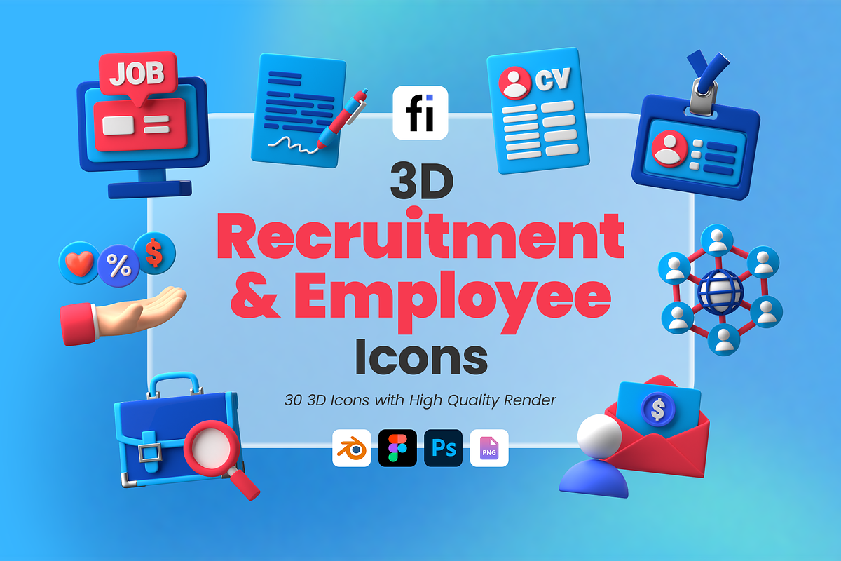 3D Staffing and Employment Icon Set, a Characters & Person 3D Model by Flat Icons (Photo 1 of 8)