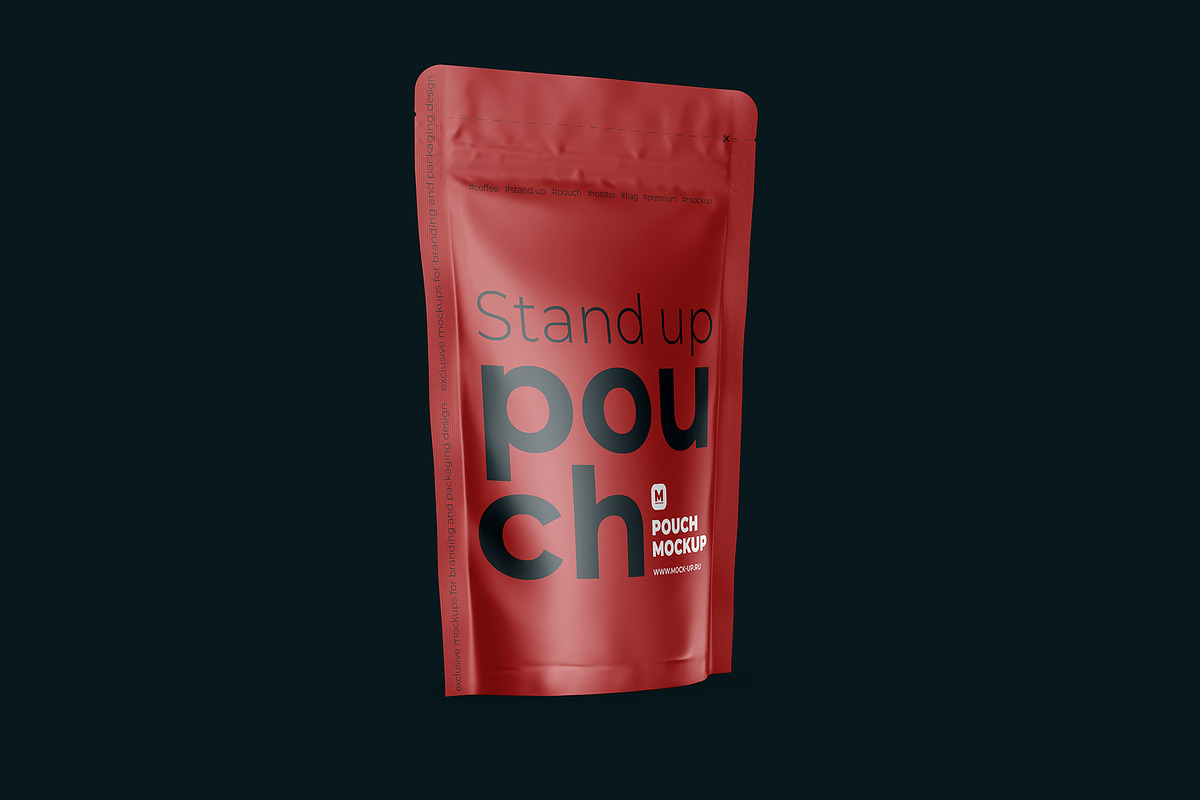 Stand Up Pouch Mockup Half Side view, a Cups & Container Mockup by easymock (Photo 9 of 12)