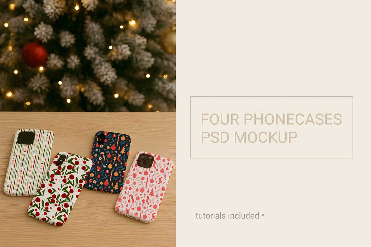 FOUR PHONECASES PSD MOCKUP, an iPhone Mockup by jenartstudio (Photo 1 of 2)