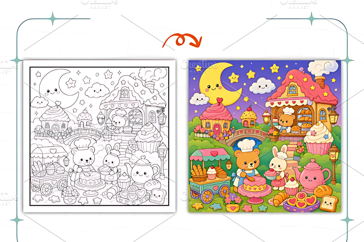 Kawaii Magical Worlds Coloring, a Decorative Illustration by Coco Bloom (Photo 5 of 8)