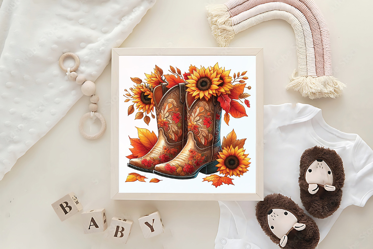 Watercolor Cowboy Autumn Clipart, an Illustration by CraftArtStudio (Photo 6 of 6)