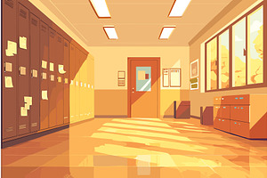 School corridor horizontal, an Object Illustration by Valerie Bodnar