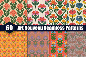 Art Nouveau Seamless Patterns, a Pattern Graphic by protabsorkar11