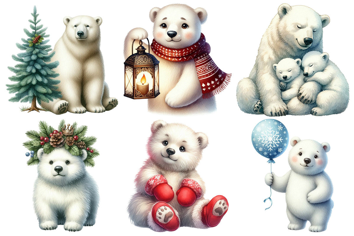 Winter Polar Bear Clipart, an Illustration by Pixels.Craft (Photo 3 of 7)