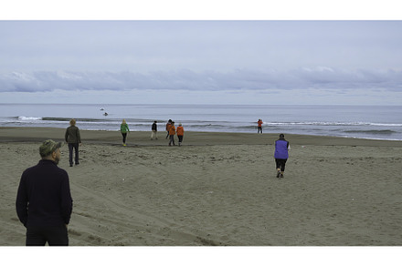 Group of people walking on beach by, a Holiday Photo by Media Whale Stock