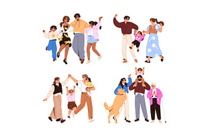 Families with kids celebrating set, a Person Illustration by PaperTrident