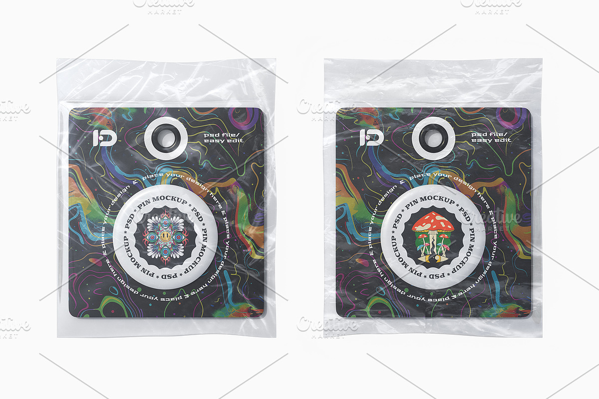 Pin Button Mockup Set, a Packaging Mockup by ForgeDesign (Photo 6 of 7)