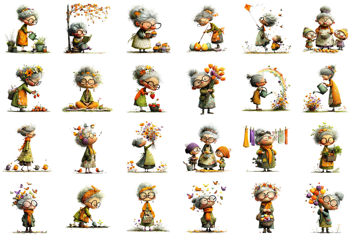 Whimsical Spring Garden Grandma Clip, an Illustration by designcity5 (Photo 2 of 5)