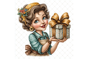 Woman With a Gift Clipart JPG, a Person Illustration by Memories By Lea (Thumbnail 5 of 20)