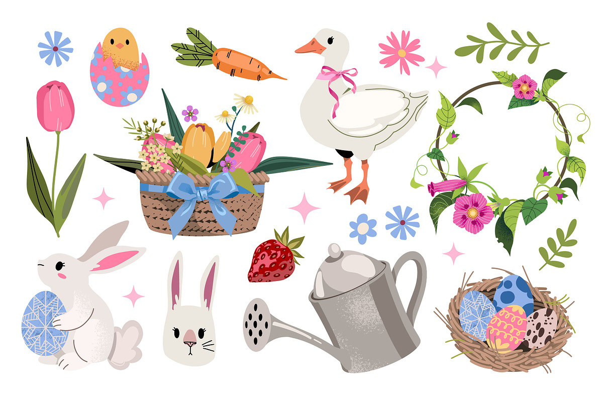 Hand drawn EASTER Stickers, a Seasonal Illustration by UnaAnya (Photo 2 of 7)