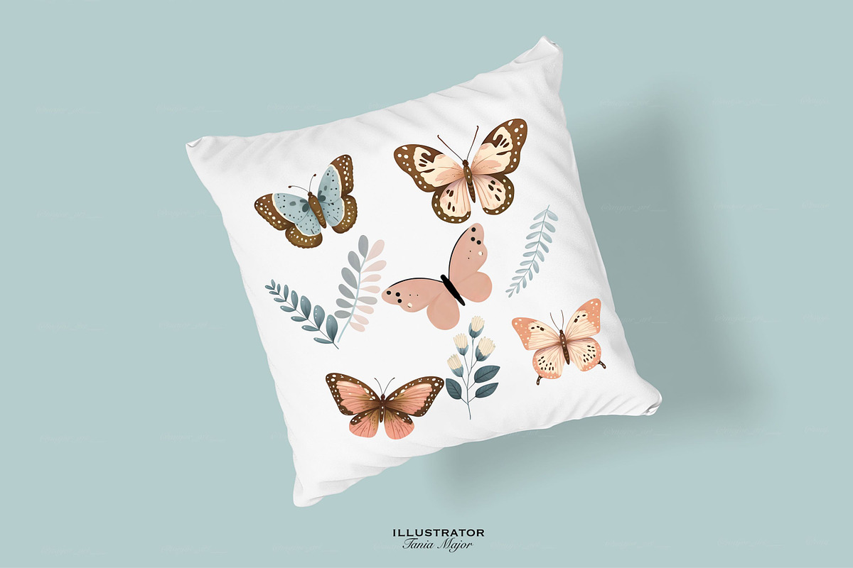 Abstract Butterfly Flowers Clipart, an Animal Illustration by MajorArtTm (Photo 2 of 3)