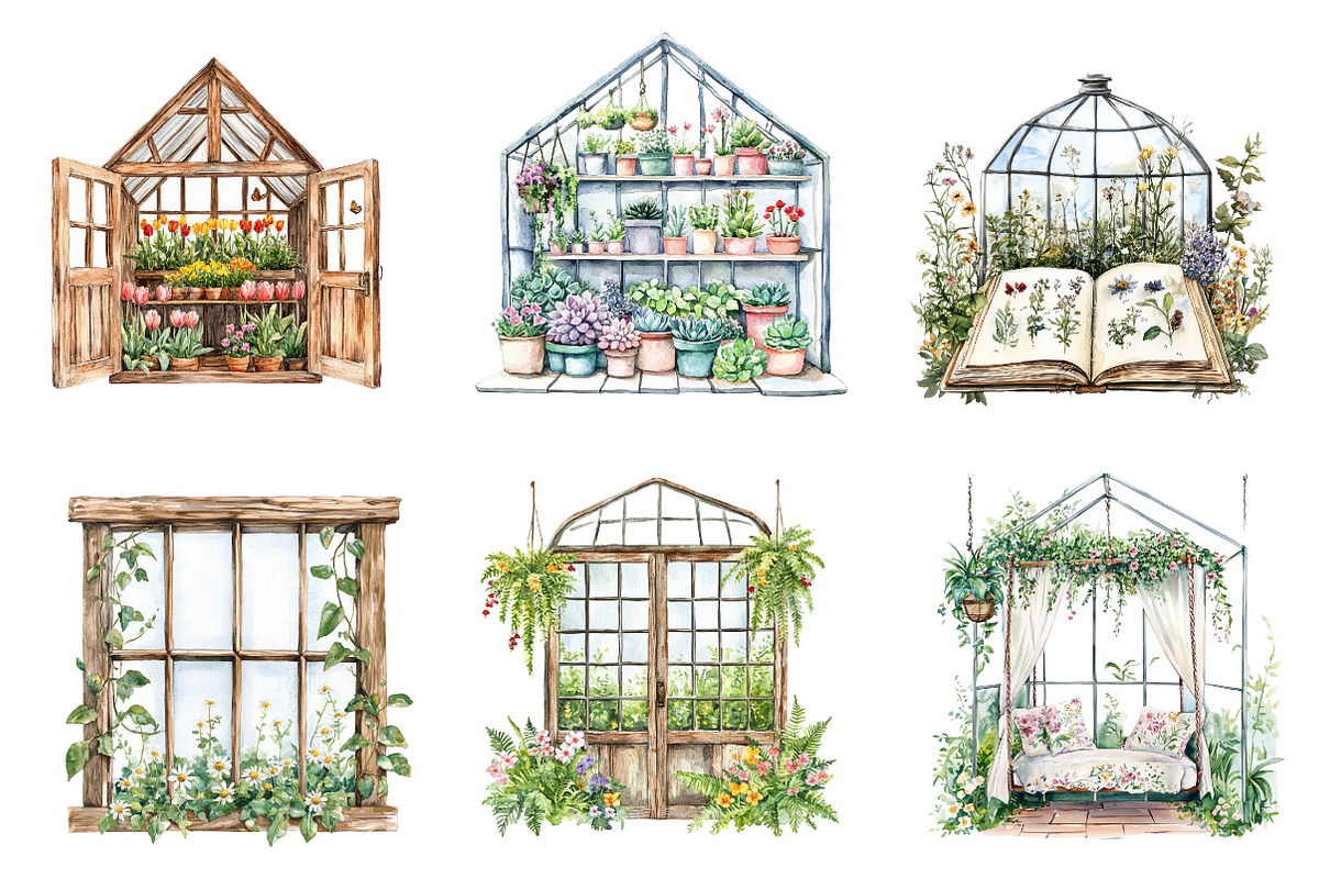 Spring Greenhouse Clipart, an Illustration by CreationArt (Photo 4 of 5)