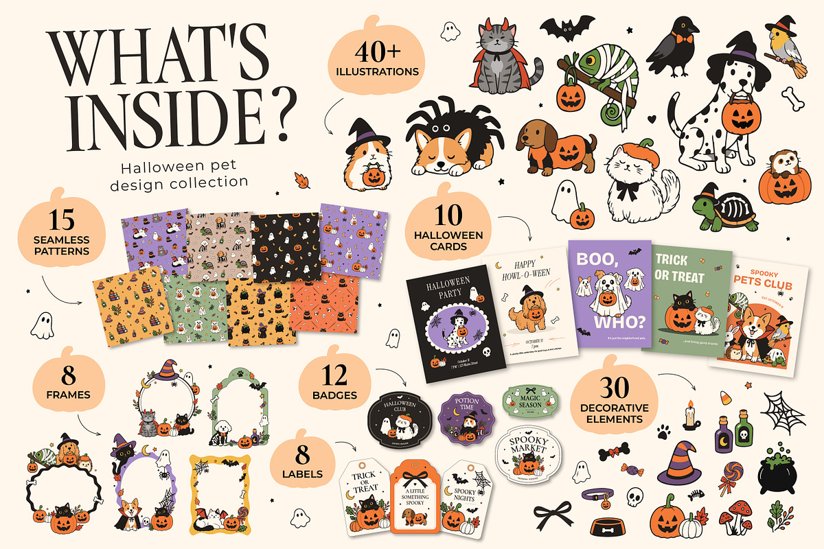 Halloween Pets Clipart Bundle, a Pattern Graphic by AnnMsl Lab (Photo 2 of 5)