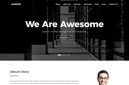 One Page Portfolio Template – Adsunt, a Bootstrap Template by HasThemes