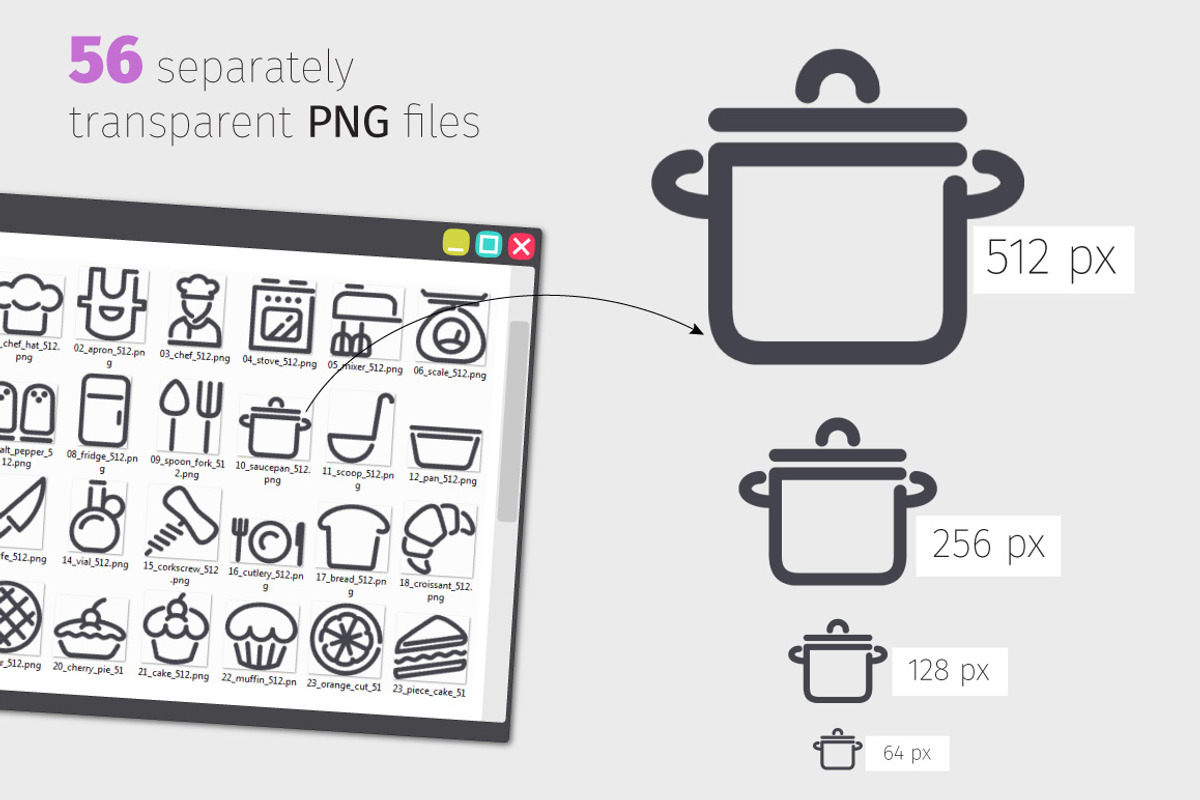 Cooking Line Icons Set, an Outline Icon by Voysla's Shop (Photo 3 of 4)