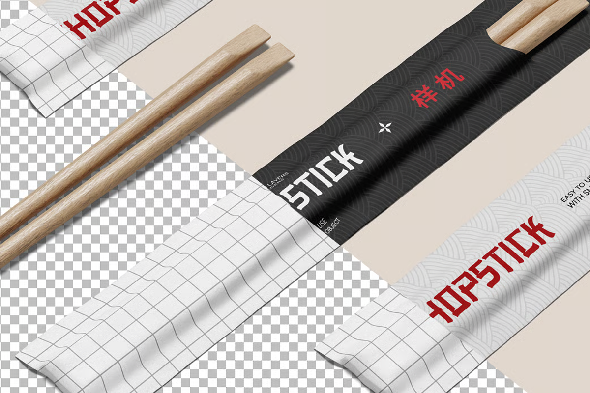 Chopsticks Mockup 3 Angles, a Merchandise Mockup by graphicsauce (Photo 4 of 4)