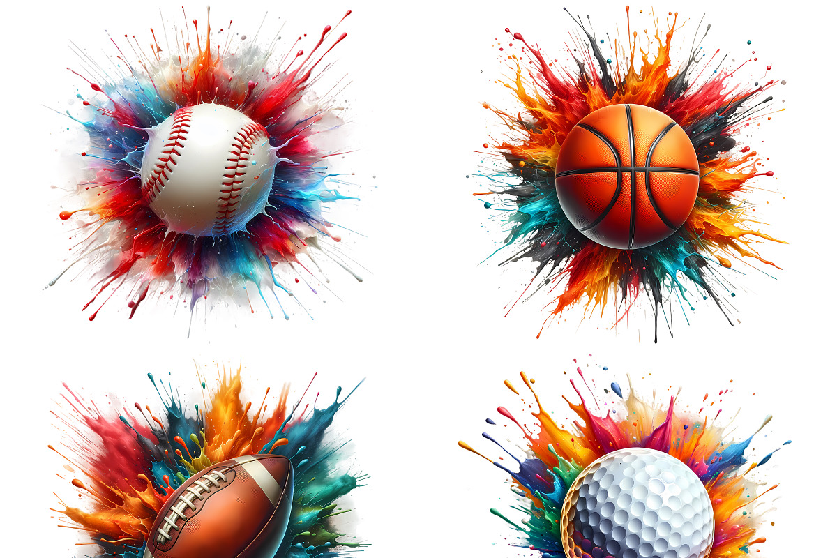 Color Splash Sports Ball Clipart Set, a Sport Illustration by DoubleTwists (Photo 2 of 5)