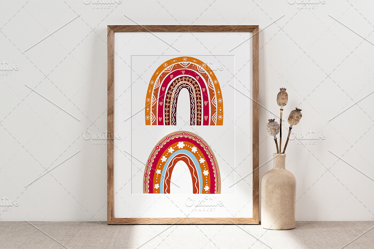 Boho Rainbow Clipart Set, a Decorative Illustration by sundrameda (Photo 5 of 5)