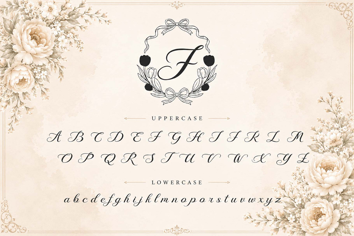 Savitri Flower Monogram, a Handwritten Font by Yoga Letter (Photo 5 of 6)