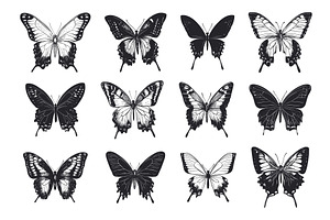 Butterfly Silhouette Vector Set