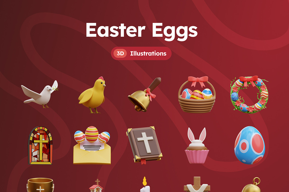 Easter Eggs 3D Icons, an Object 3D Model by Rakata Studio (Photo 7 of 7)