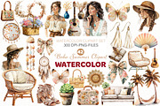 Watercolor Boho Summer Clipart, an Illustration by Designworld (Thumbnail 1 of 5)