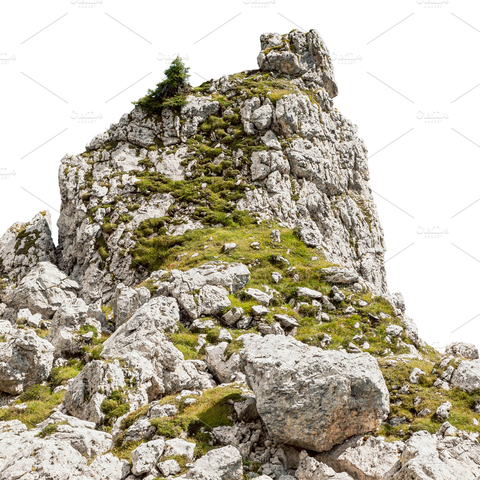 Mossy mountain cliff isolated, a Nature Photo by BOOCYS