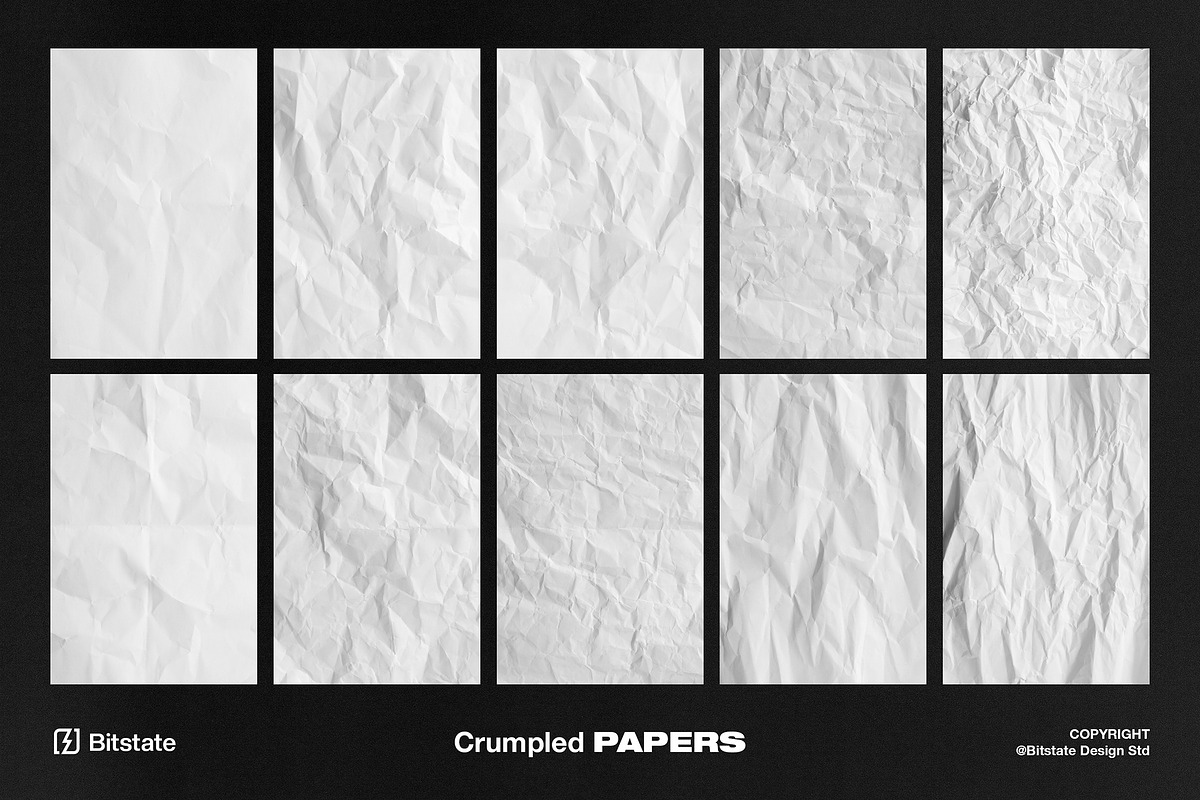 Crumpled Paper Textures, a Texture Graphic by Bitstate Design (Photo 2 of 4)