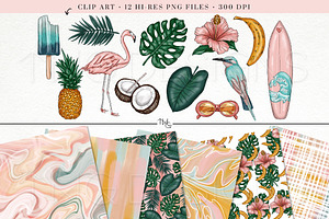 Tropical Clip Art & Digital Papers