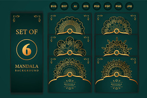 6 Luxury mandala background | SVG