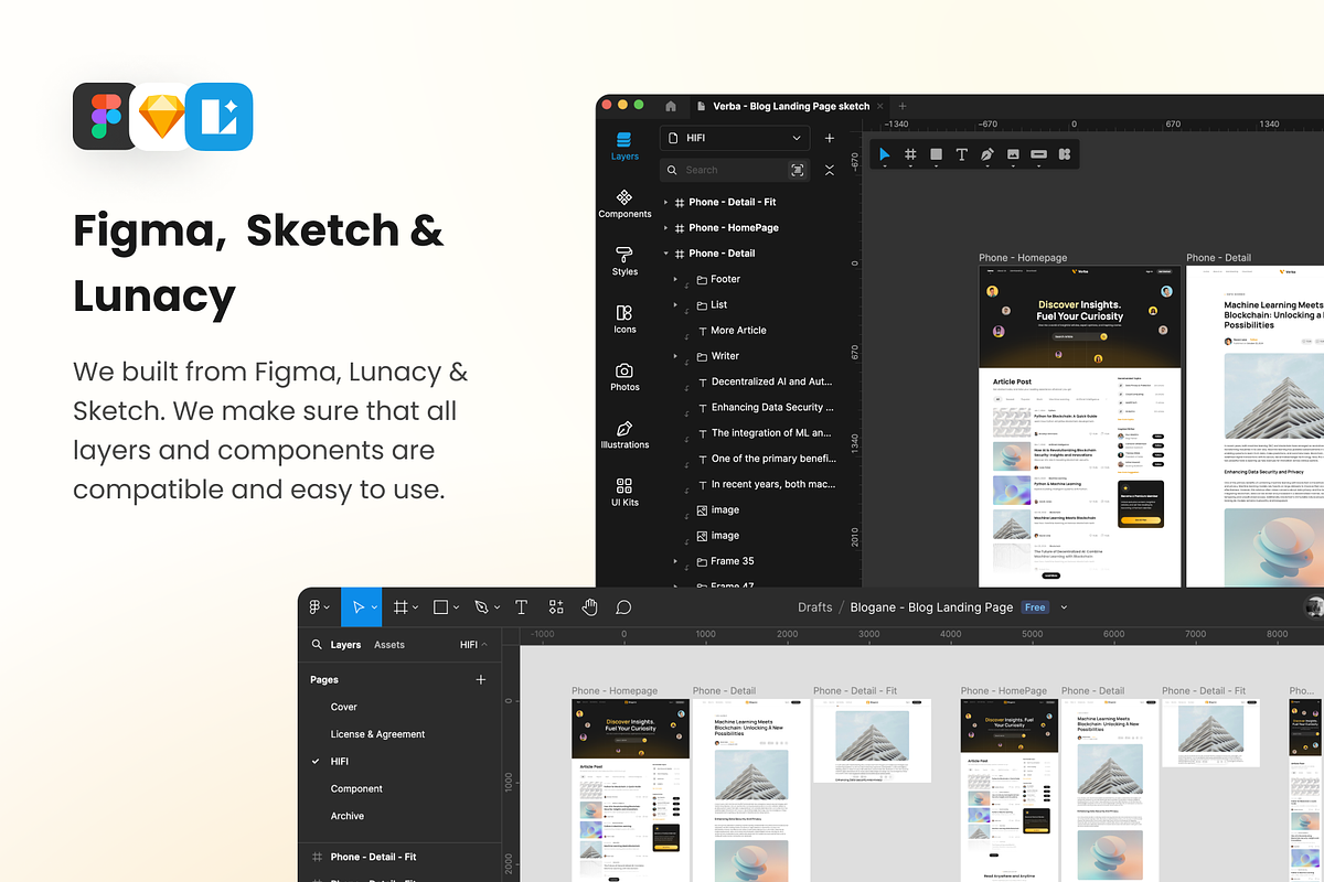 Blogane - Blog/News Landing Page Kit, an UI Kit Template by Agensip Design Agency (Photo 6 of 10)