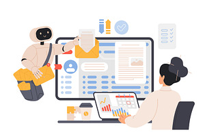 Mailbox message management ai, a Technology Illustration by Lemberg Vector