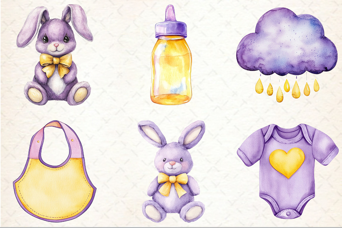 Yellow Light Lilac Baby Nursery Clip, an Illustration by Rose Art (Photo 3 of 4)